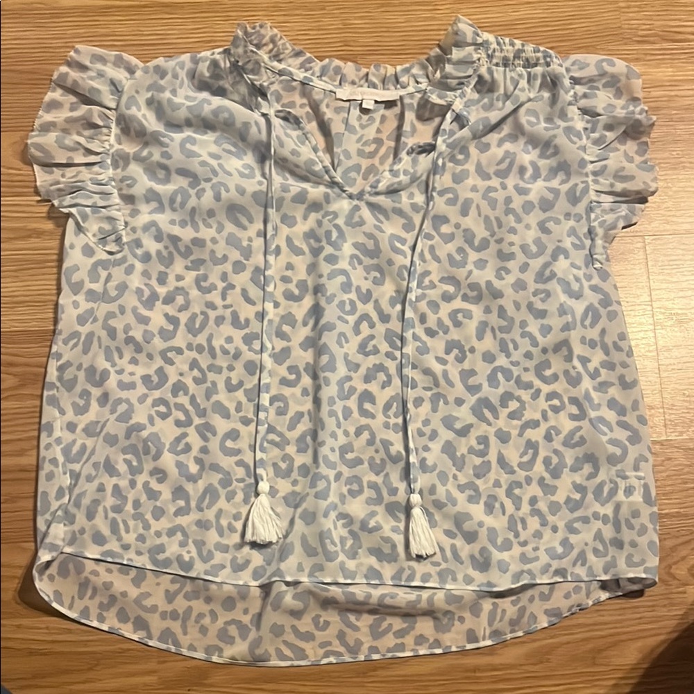 Blue Leopard Print Blouse